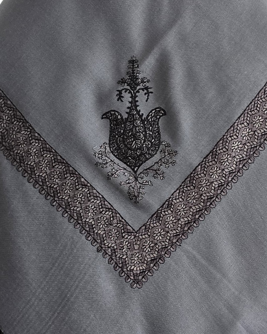 Slate Grey | Gunmetal Embroidery