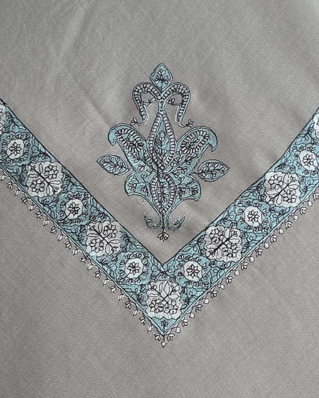 Bone Grey | Turquoise Embroidery