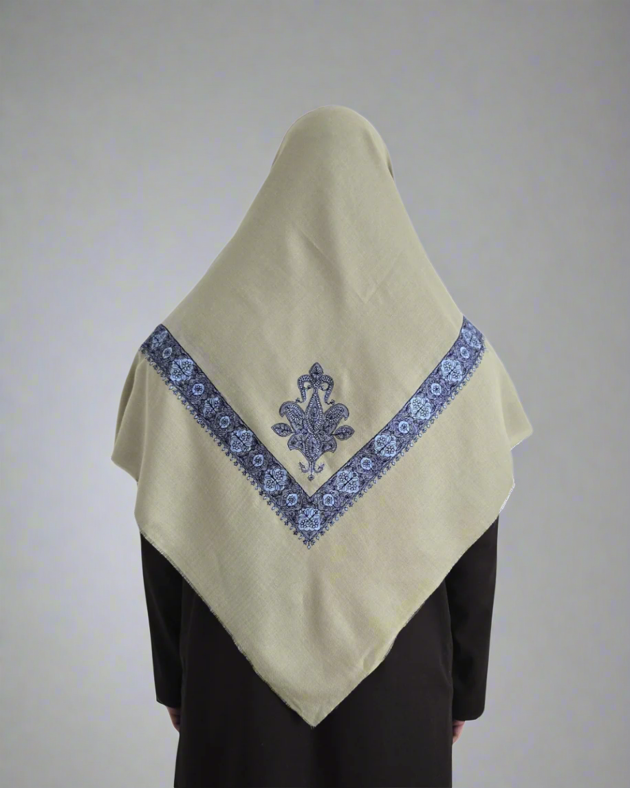 Tea Green | Steel Blue Embroidery