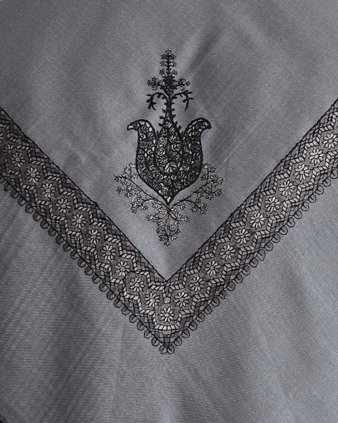 Slate Grey | Gunmetal & Bronze Embroidery