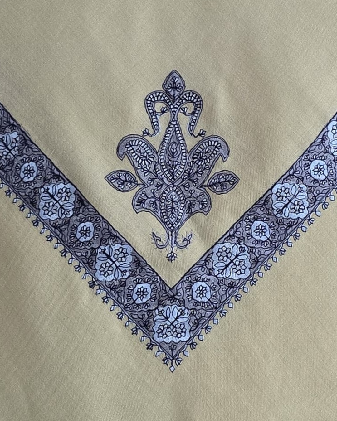 Tea Green | Steel Blue Embroidery