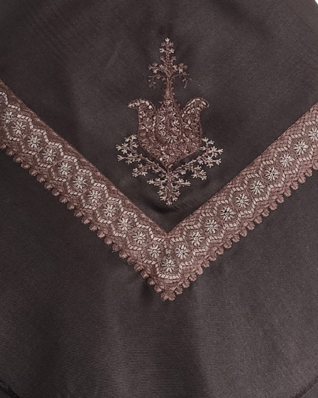 Chocolate Brown | Cocoa & Beige Embroidery