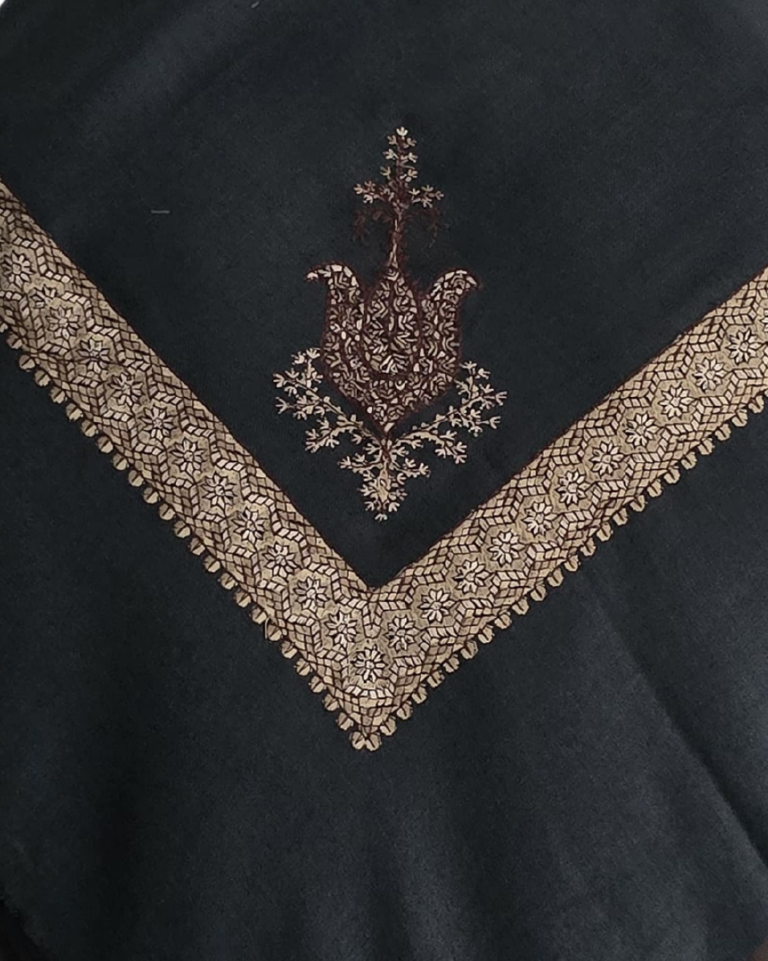 Charcoal | Brass Embroidery