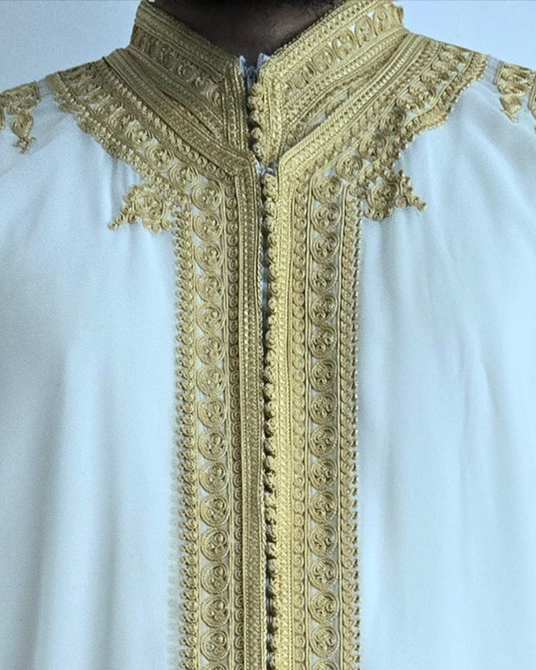 Luxury Moroccan Jabador - White and Gold