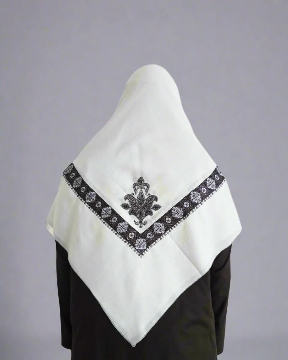 Pure White | Dark Grey Embroidery