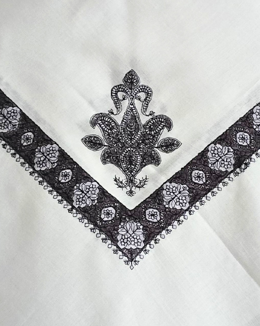 Pure White | Dark Grey Embroidery