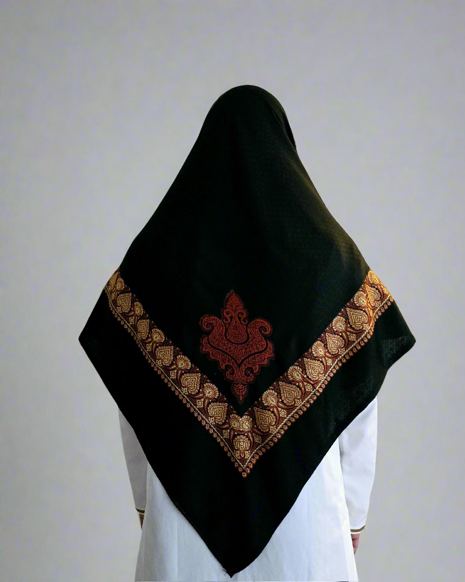 Black Red And Gold Embroidered Yemeni Shemagh