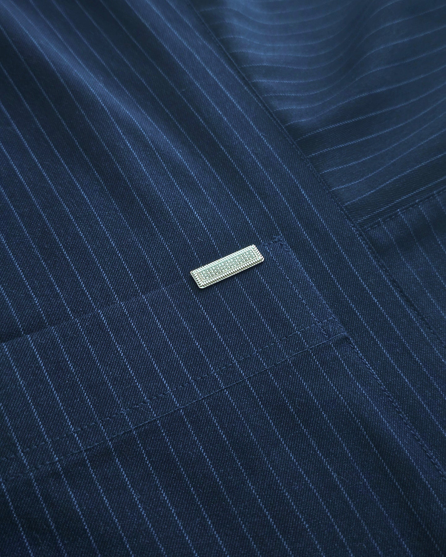 Luxury Saudi Thobe | Navy Blue with Pinstripes | English Wool