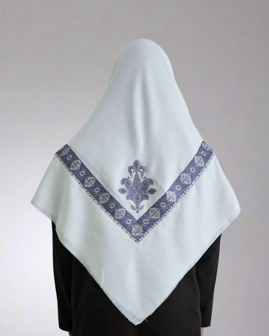 Pure White | Cobalt Blue Embroidery