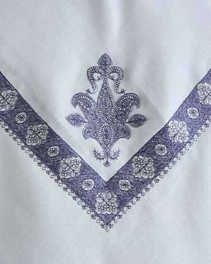Pure White | Cobalt Blue Embroidery