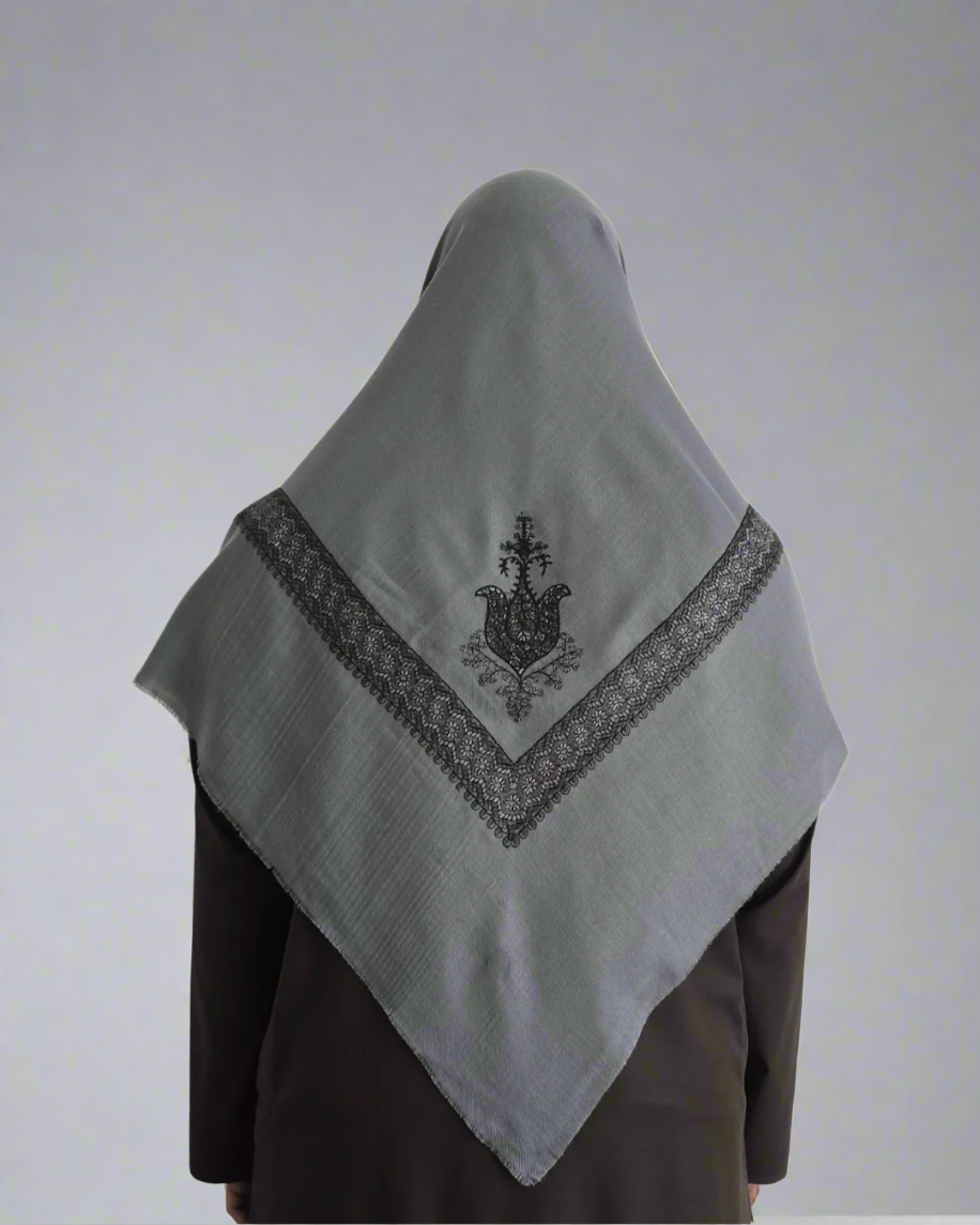 Slate Grey | Dark Grey-Green Embroidery