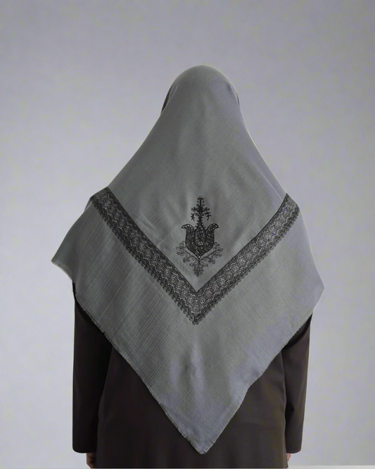 Slate Grey | Dark Grey-Green Embroidery