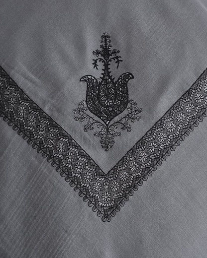 Slate Grey | Dark Grey-Green Embroidery
