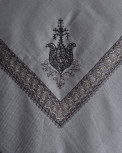 Slate Grey | Gunmetal & Bronze Embroidery