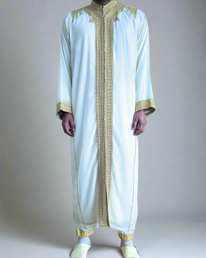 Luxury Moroccan Jabador - White and Gold