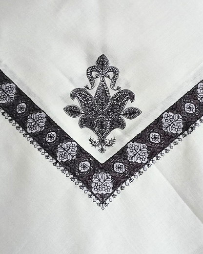 Pure White | Dark Grey Embroidery