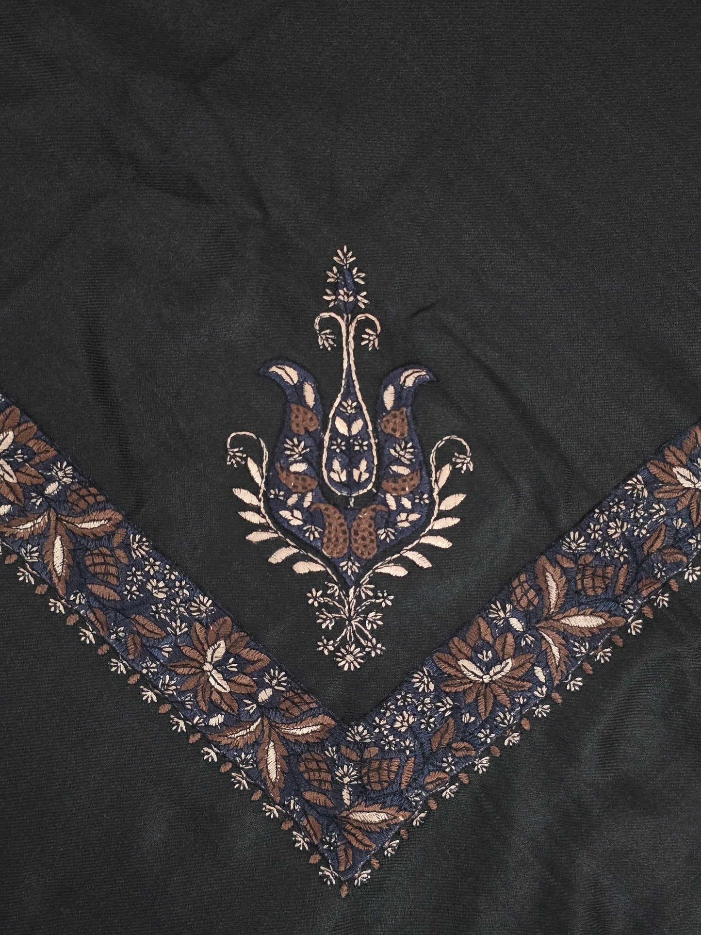 Onyx | Black Yemeni Shemagh – Blue Embroidery