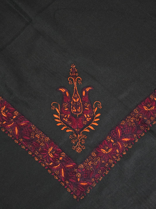 Onyx | Black Yemeni Shemagh – Red Embroidery