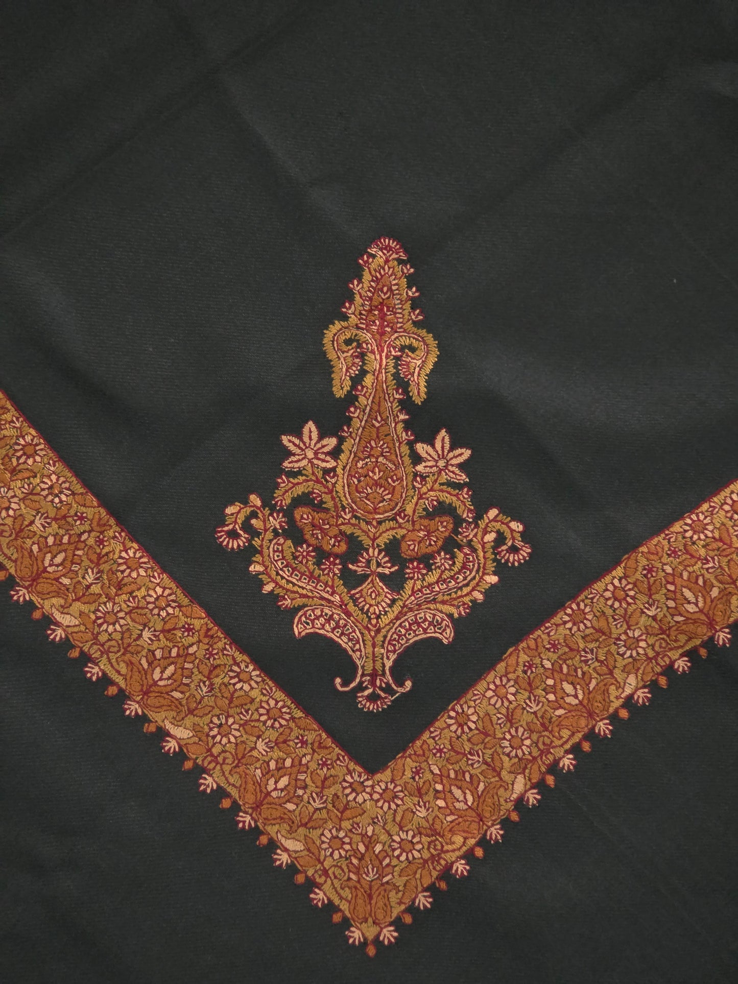 Onyx | Black Yemeni Shemagh – Orange Embroidery