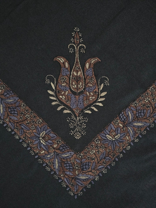 Onyx | Black Yemeni Shemagh – Blue Embroidery