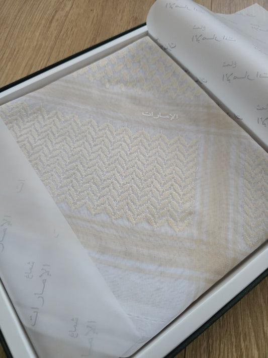 Luxury Saudi Shemagh | Metallic Beige